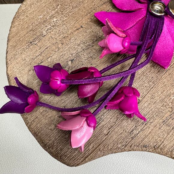 Genuine Leather Bag Charm Leather Purse Accessories Flower Bag Charm NEW - Picture 7 of 7